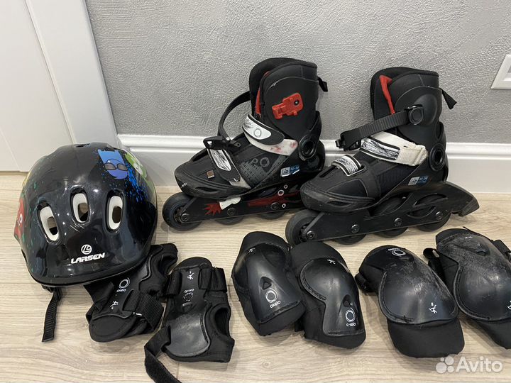 Роликовые коньки детские раздвижные с защитой