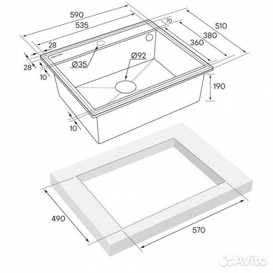 Мойка кварцевая stepia-590, PM115951-AN, антрацит