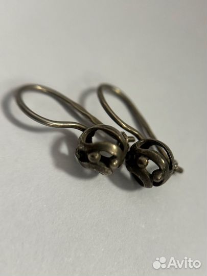Серьги серебро СССР 875 проба