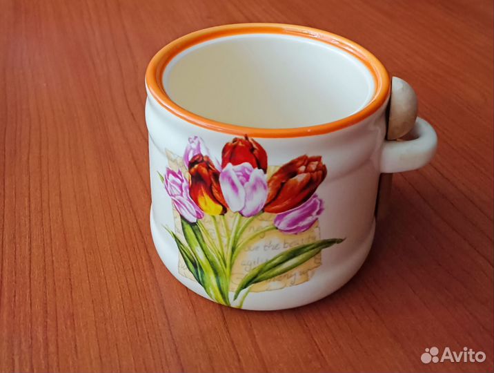 Банка для сыпучих продуктов керамика с ложкой