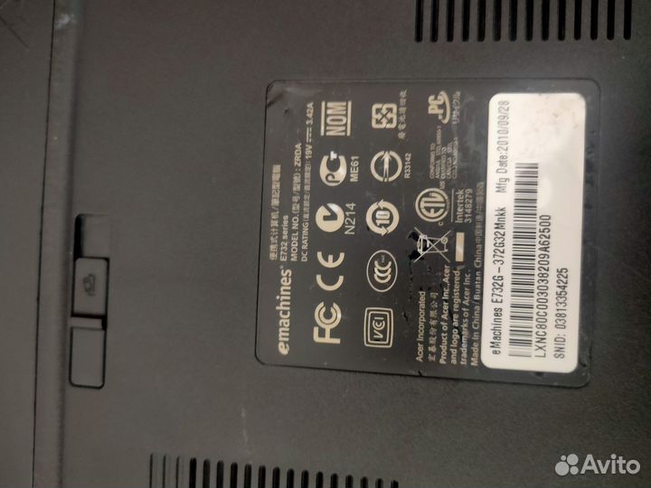 Ноутбук acer emashines e 732g