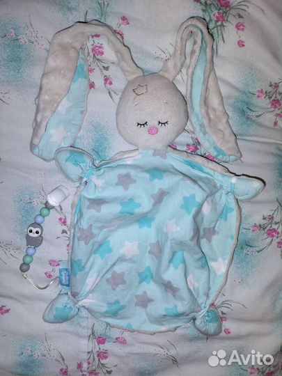 Комфортер зайка и держатель для пустышки