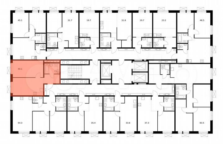 1-к. квартира, 40,1 м², 22/25 эт.