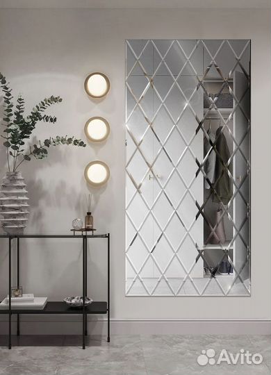 Зеркало в прихожую панно ромбики зеркальная плитка