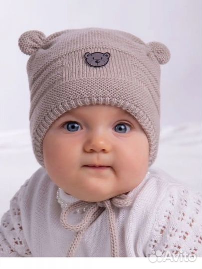 Шапка зимняя для новорожденных журавлик