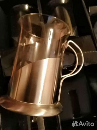 Набор стекло + металл стаканы и пресс