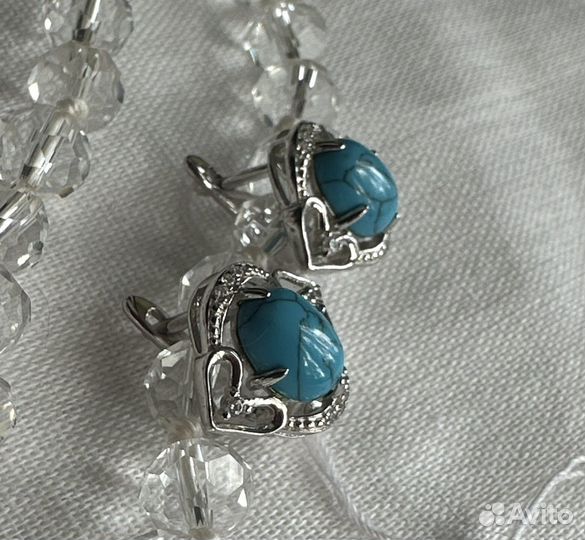 Серебряные серьги с бирюзой