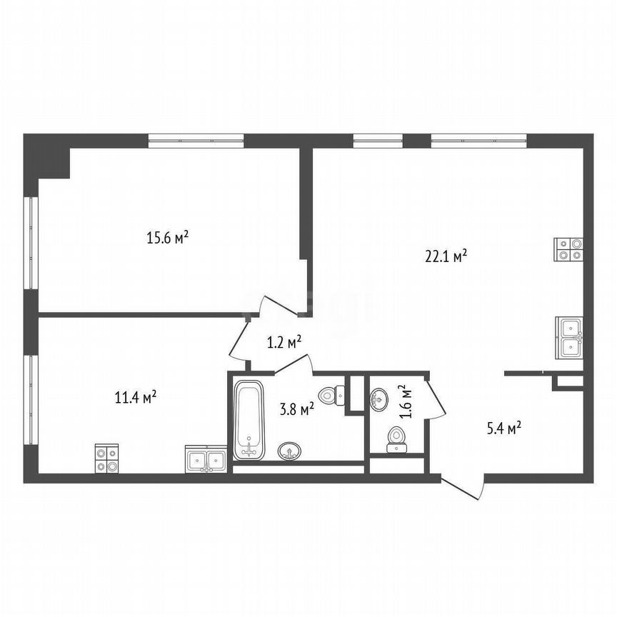 2-к. квартира, 61,1 м², 11/28 эт.