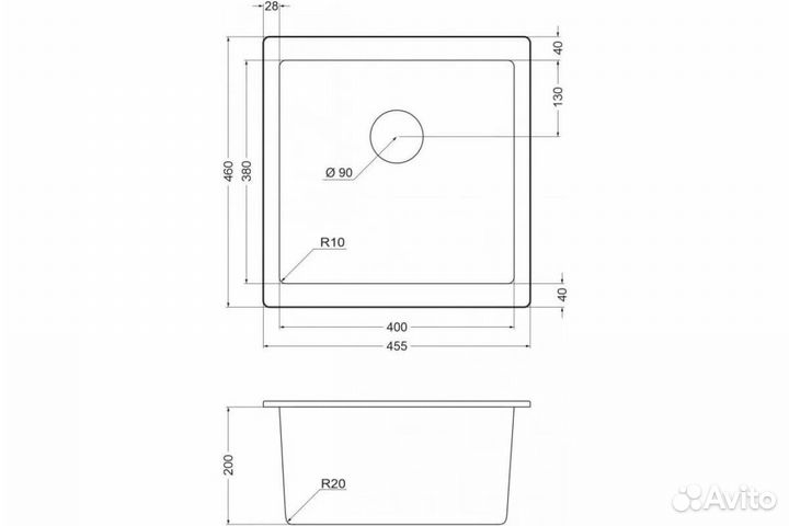 Мойка кухонная emar Quartz EMQ-1455.P Антрацит