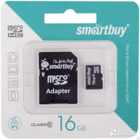 Карта памяти Micro SD 16Gb 10 Class Smartbuy