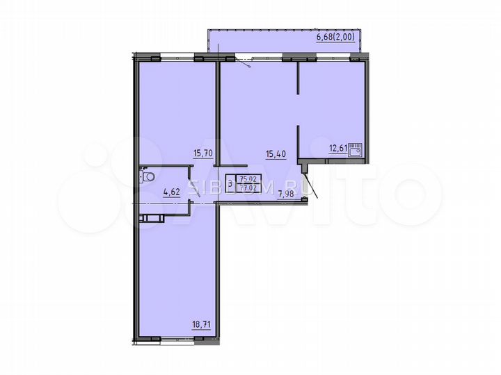 3-к. квартира, 77 м², 7/8 эт.