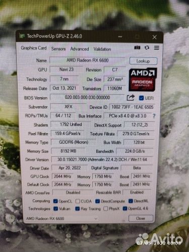 XFX AMD Radeon RX 6600 с 8 Гб gddr6