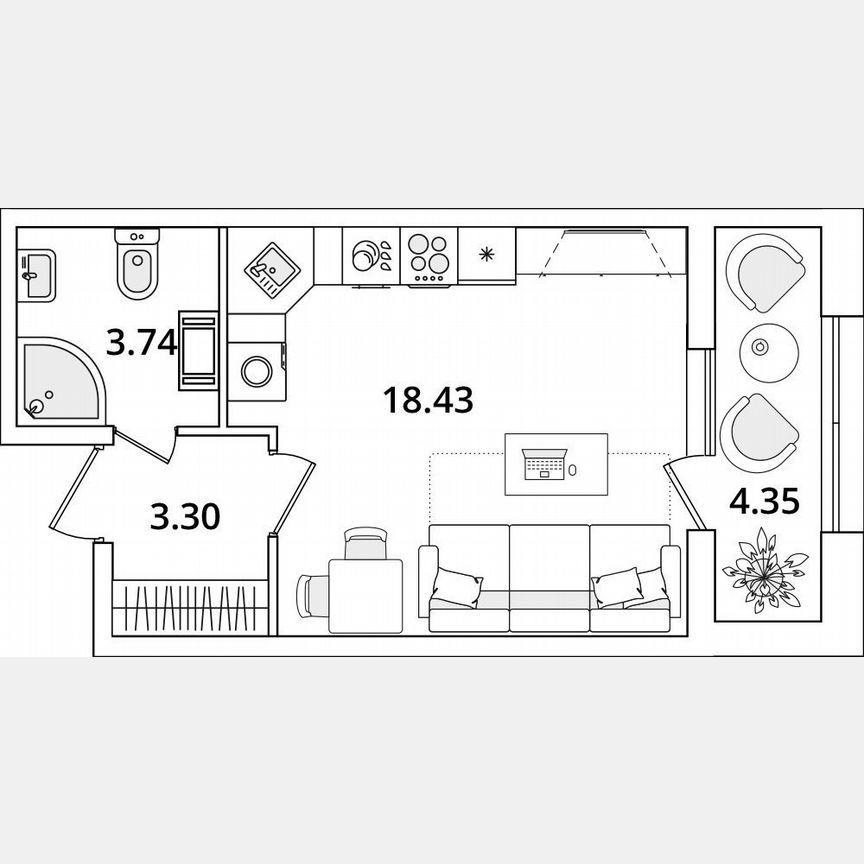 Квартира-студия, 27,7 м², 11/22 эт.