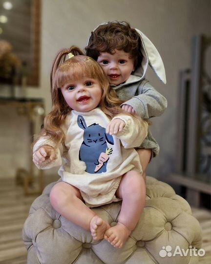 Куклы реборн-улыбашки брат с сестрой
