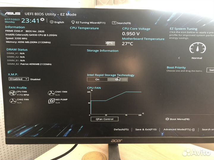Материнская плата Asus Z390-P+4Gb+Celerone G4930