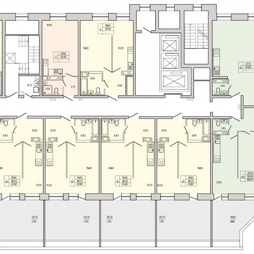 1-к. квартира, 59,6 м², 1/19 эт.