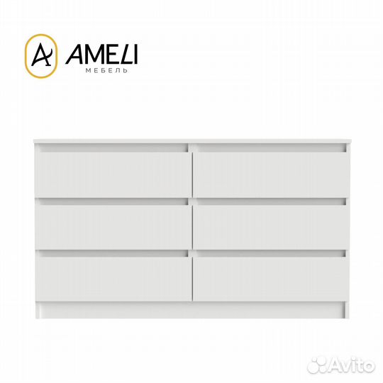 Комод с ящиками мори мк 1380.6, Белый