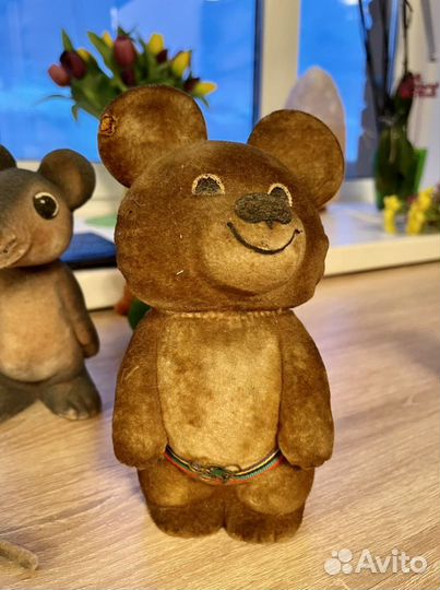 Игрушки. Олимпийский медведь. Флок. Винтаж. СССР