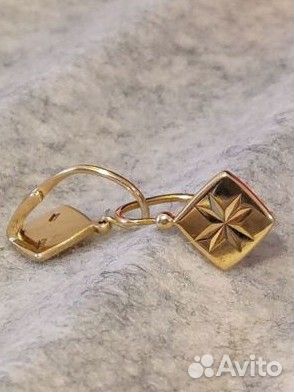 Серьги Ромбики 750 жёлтые СССР