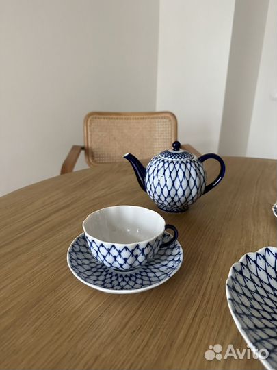 Чайный сервиз лфз кобальтовая сетка СССР винтаж