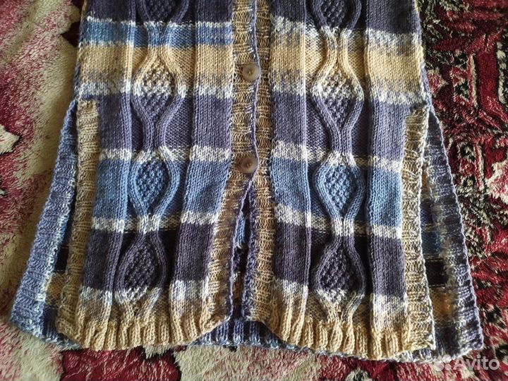 Пальто вязаное женское разноцветное