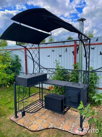 Кованый мангал с печкой