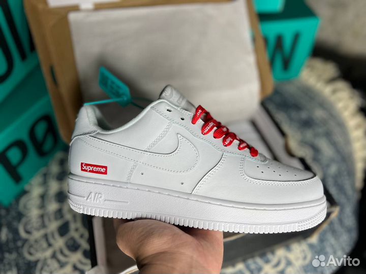 Кроссовки Nike air force x Supreme white Оригинал