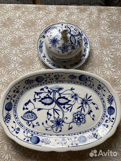 Kahla Синий лук блюдо, селедочница, масленка