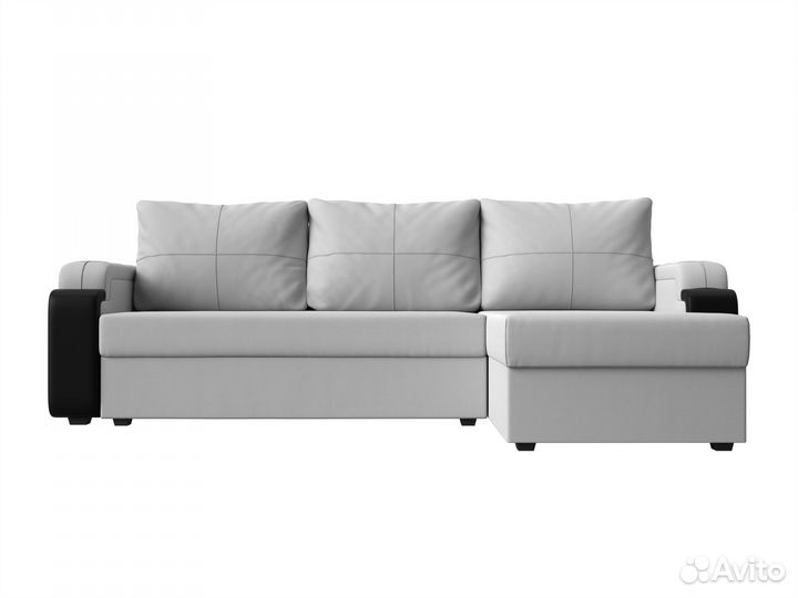 Диван угловой Николь Лайт правый угол, экокожа, бе