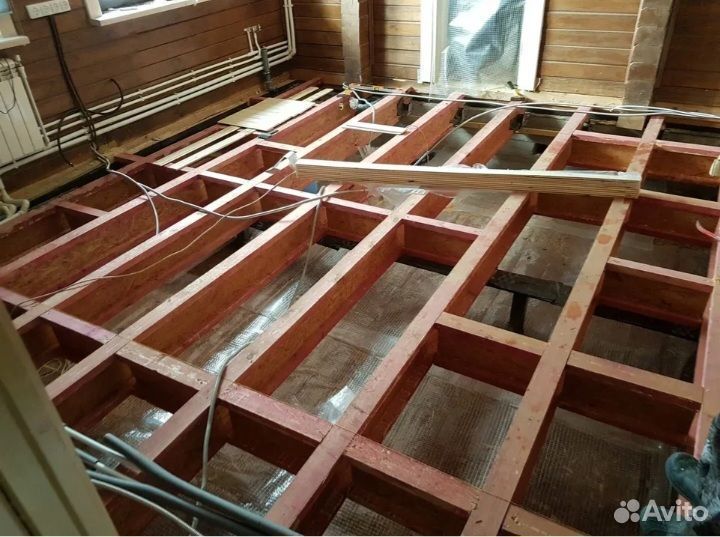 Ремонт полов поднятие дома