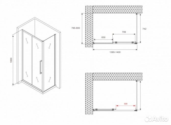 Душевой уголок Abber Schwarzer Diamant AG30140BH-S80B 140x80