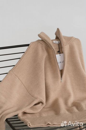 Свитер с молнией Aimclo бежевый