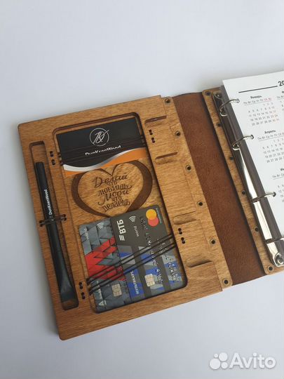 Блокнот деревянный с органайзером