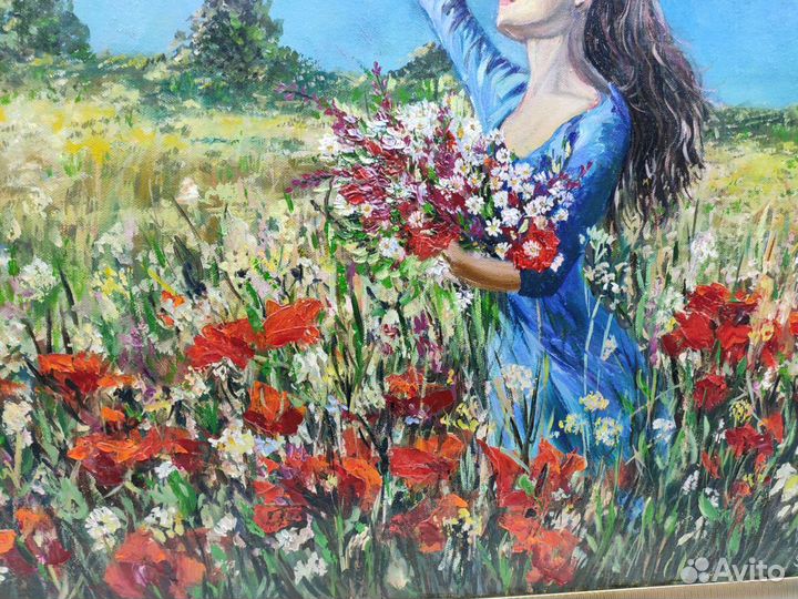 Картина с девушкой маслом 70*50. Мурман.обл