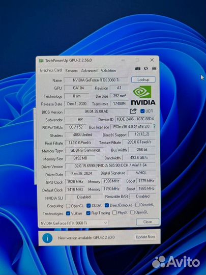 Видеокарта rtx 3060ti 8gb