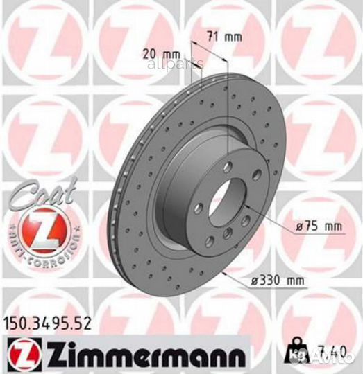 Zimmermann 150.3495.52 Диск тормозной BMW sport с