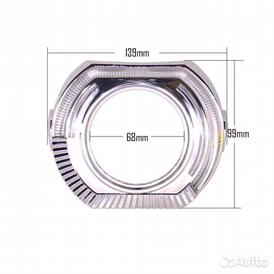 Бленда (маска) Вариант № 63 для линз с DRL Белый/Ж