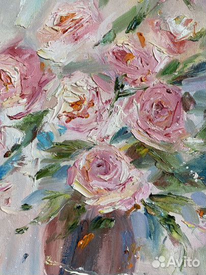 Картина маслом нежные розы, 30х40