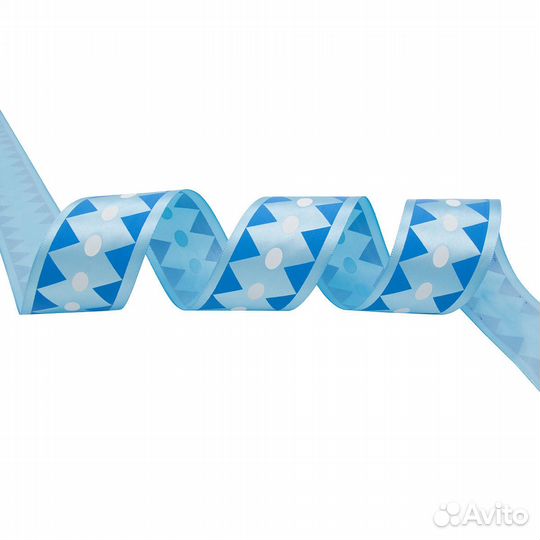 Синий Лента атласная 'Ромбы', 45мм*22,5м (синий), 22.5 м