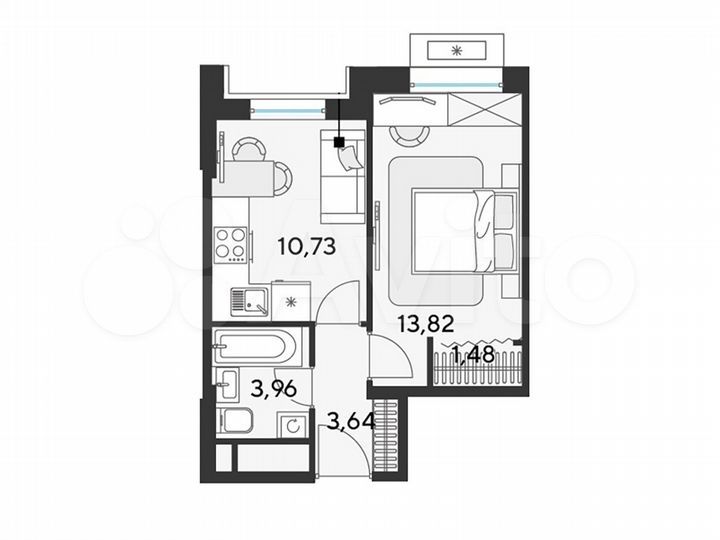 1-к. квартира, 33,6 м², 3/25 эт.