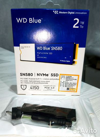 WD Blue SN580 2Tb SSD M.2 nvme, новый, запечатан