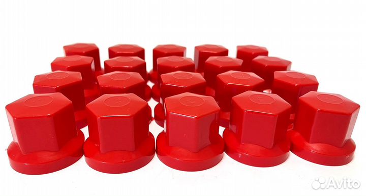 Колпачки на гайку 33мм красные (к-т 100шт)
