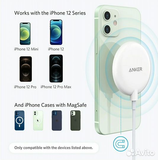 Магнитное зарядное устройство Anker для iPhone