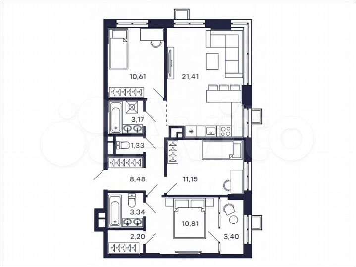 3-к. квартира, 75,9 м², 4/28 эт.