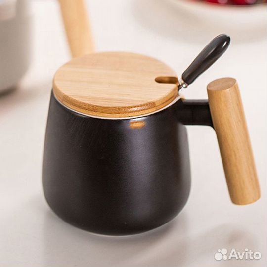 Кружка керамика + подарочная коробка ложка крышка