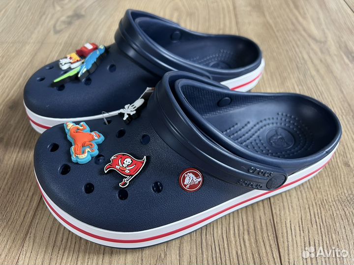 Crocs новые сабо Crocband Navy Red J3/35