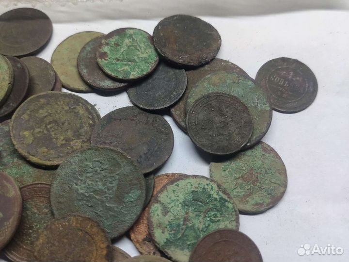 Медные монеты на чистку 40шт