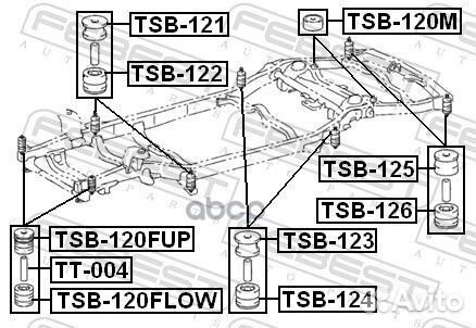 TSB-121 сайлентблок подрамника задний Toyota L