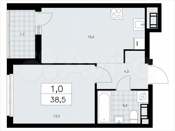 1-к. квартира, 38,5 м², 6/9 эт.