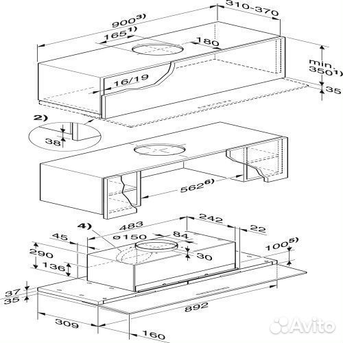 Встраиваемая вытяжка miele DA 3698